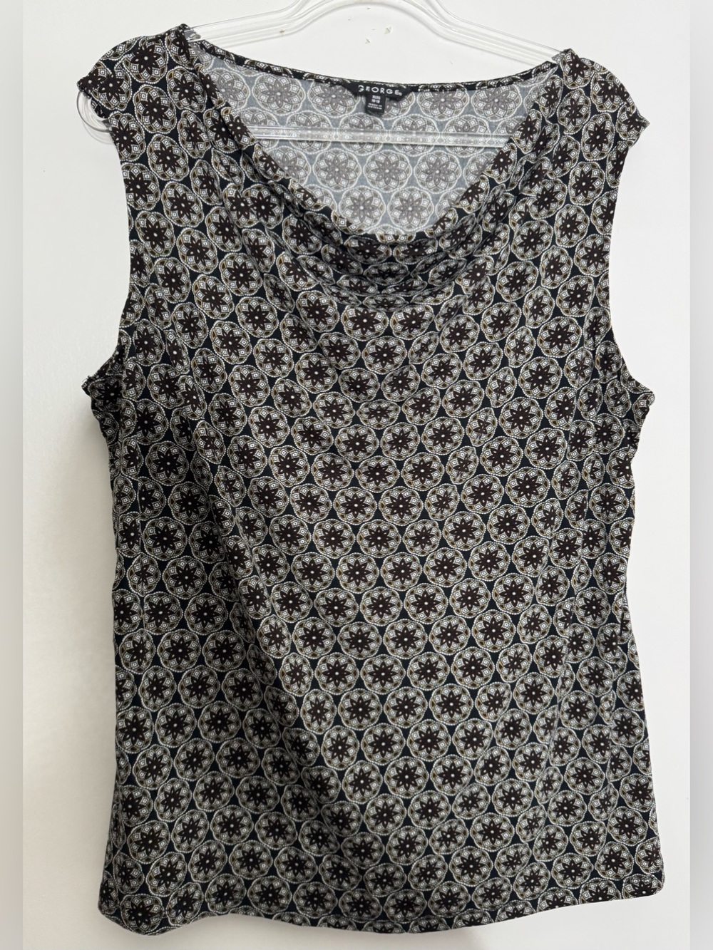 George Black and White Cowl Neck Sleeveless Camisole size xl stretch